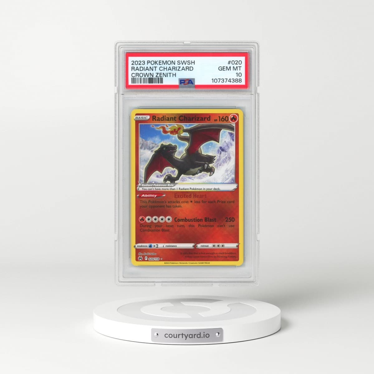 2023 Pokémon Sword and Shield Crown Zenith #020 Radiant Charizard - Holo (PSA 10 GEM MINT)