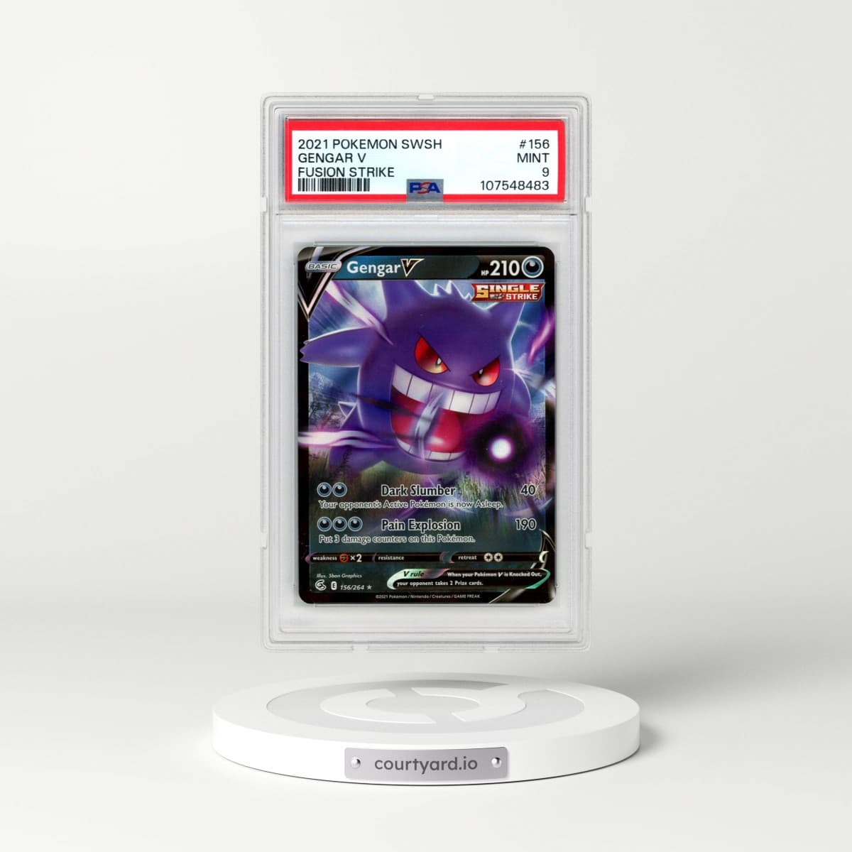 2021 Pokémon Sword & Shield Fusion Strike #156 Gengar V - Holo (PSA 9 MINT)