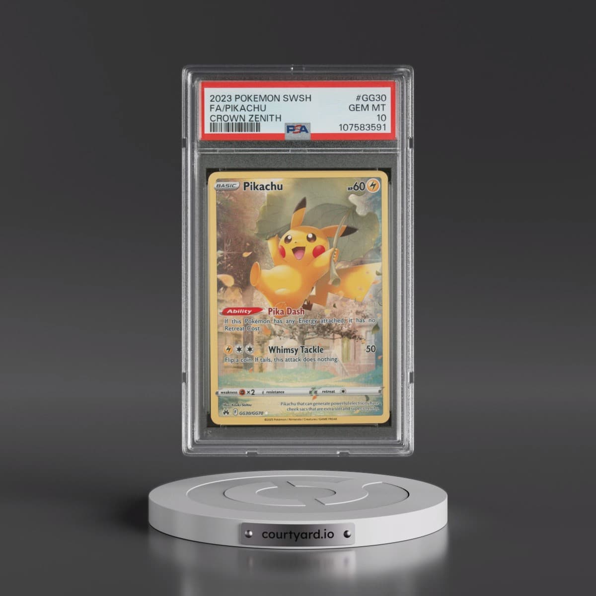 2023 Pokémon Sword and Shield Crown Zenith #GG30 Pikachu - Full Art (PSA 10 GEM MINT)