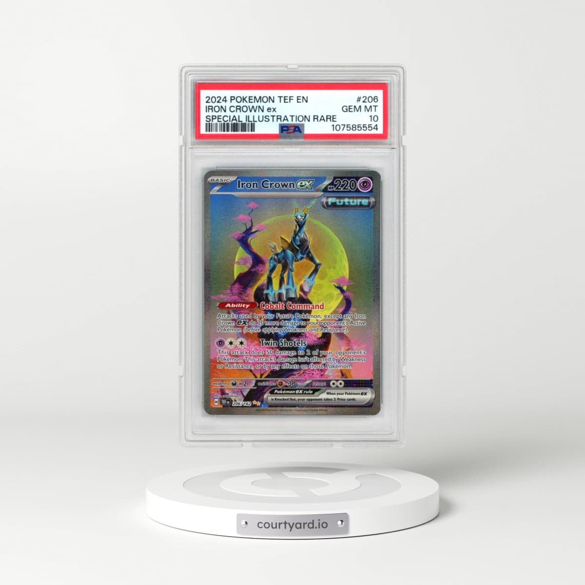 2024 Pokémon Tef EN-Temporal Forces #206 Iron Crown EX - Holo Special Illustration Rare (PSA 10 GEM MINT)