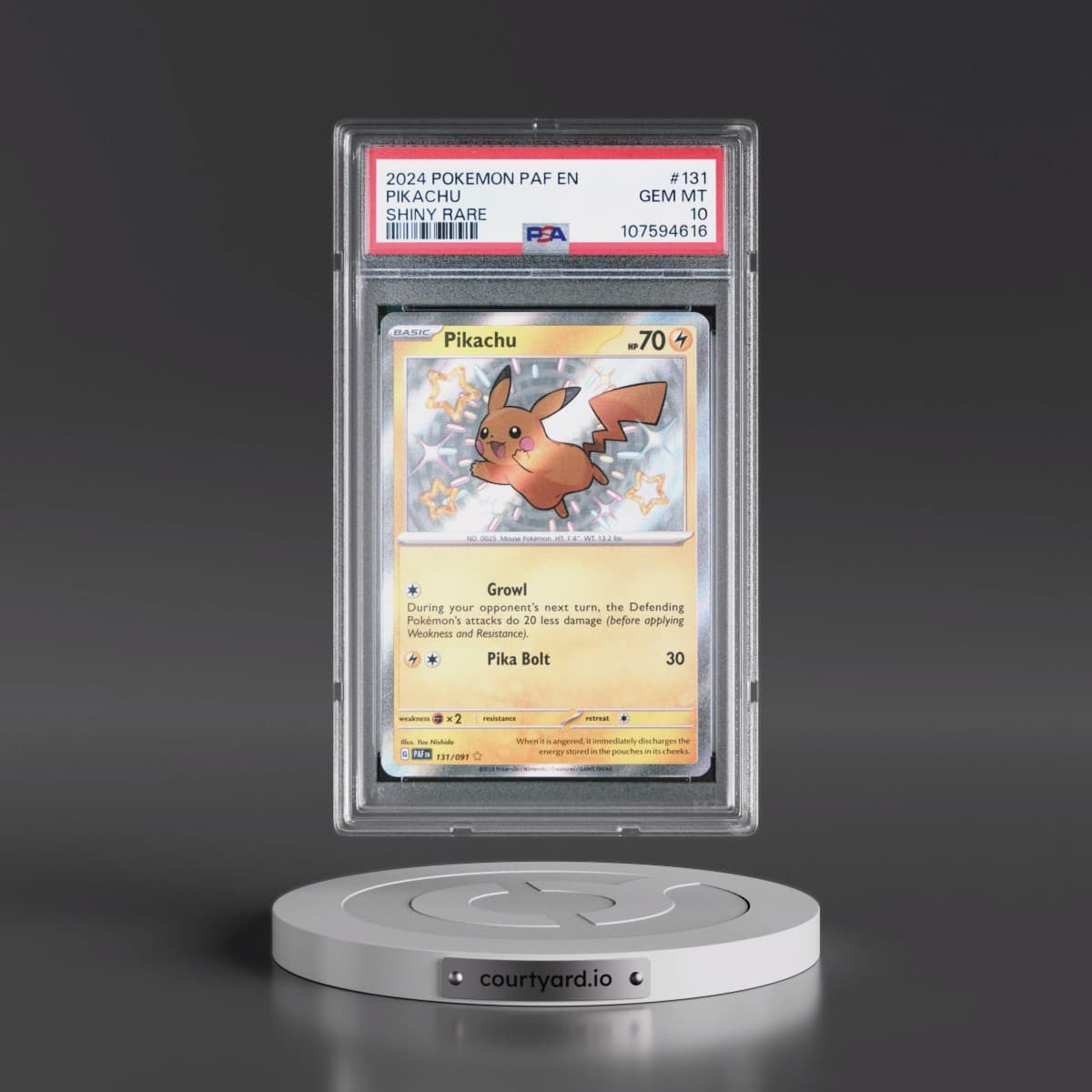 2024 Pokémon Paf EN-Paldean Fates #131 Pikachu - Shiny Rare (PSA 10 GEM MINT)