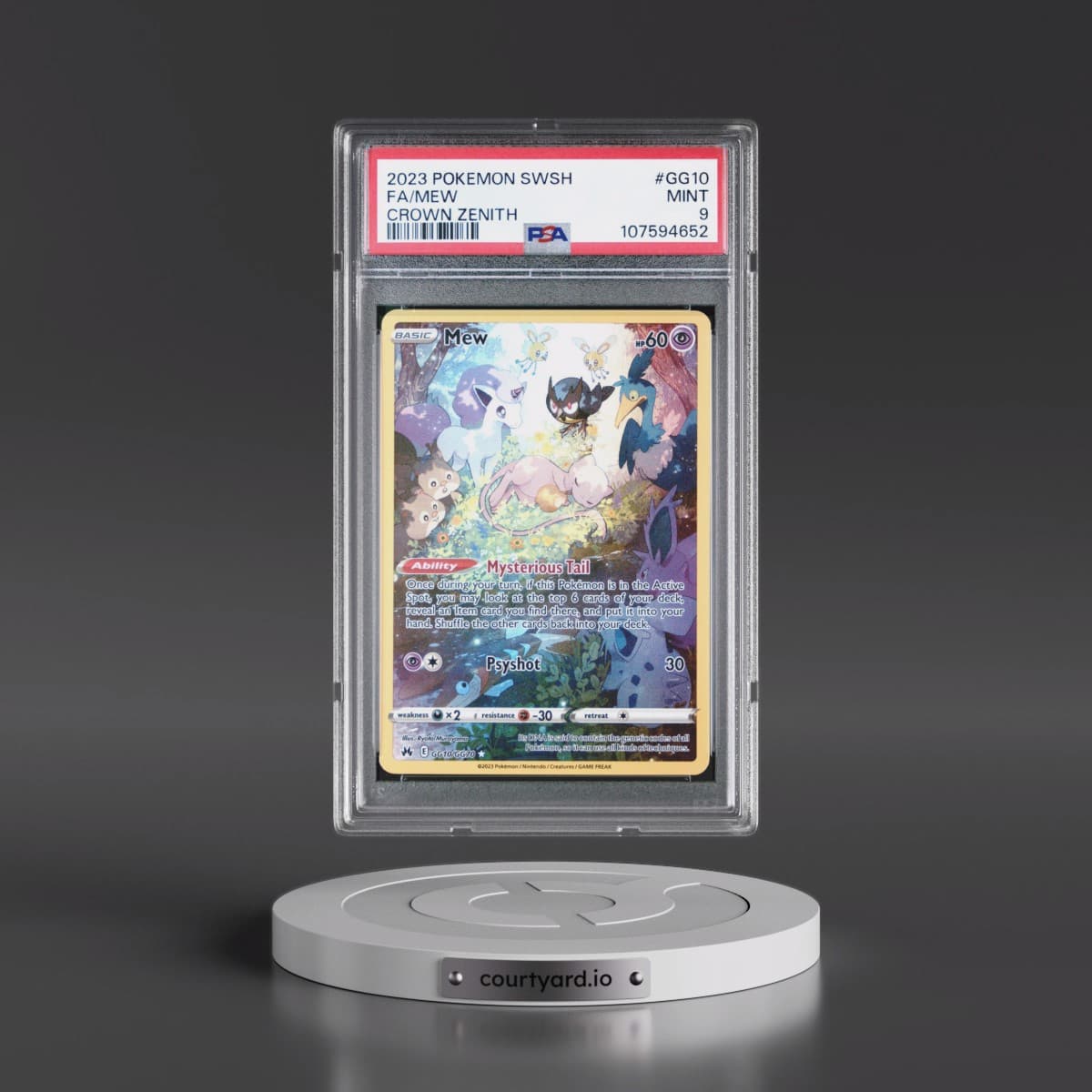 2023 Pokémon Sword and Shield Crown Zenith #GG10 Mew - Full Art (PSA 9 MINT)