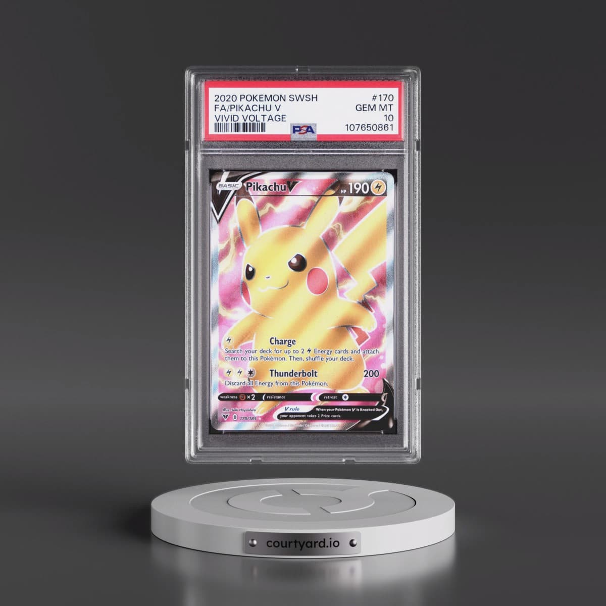 2020 Pokémon Sword & Shield Vivid Voltage #170 Pikachu V - Holo Full Art (PSA 10 GEM MINT)