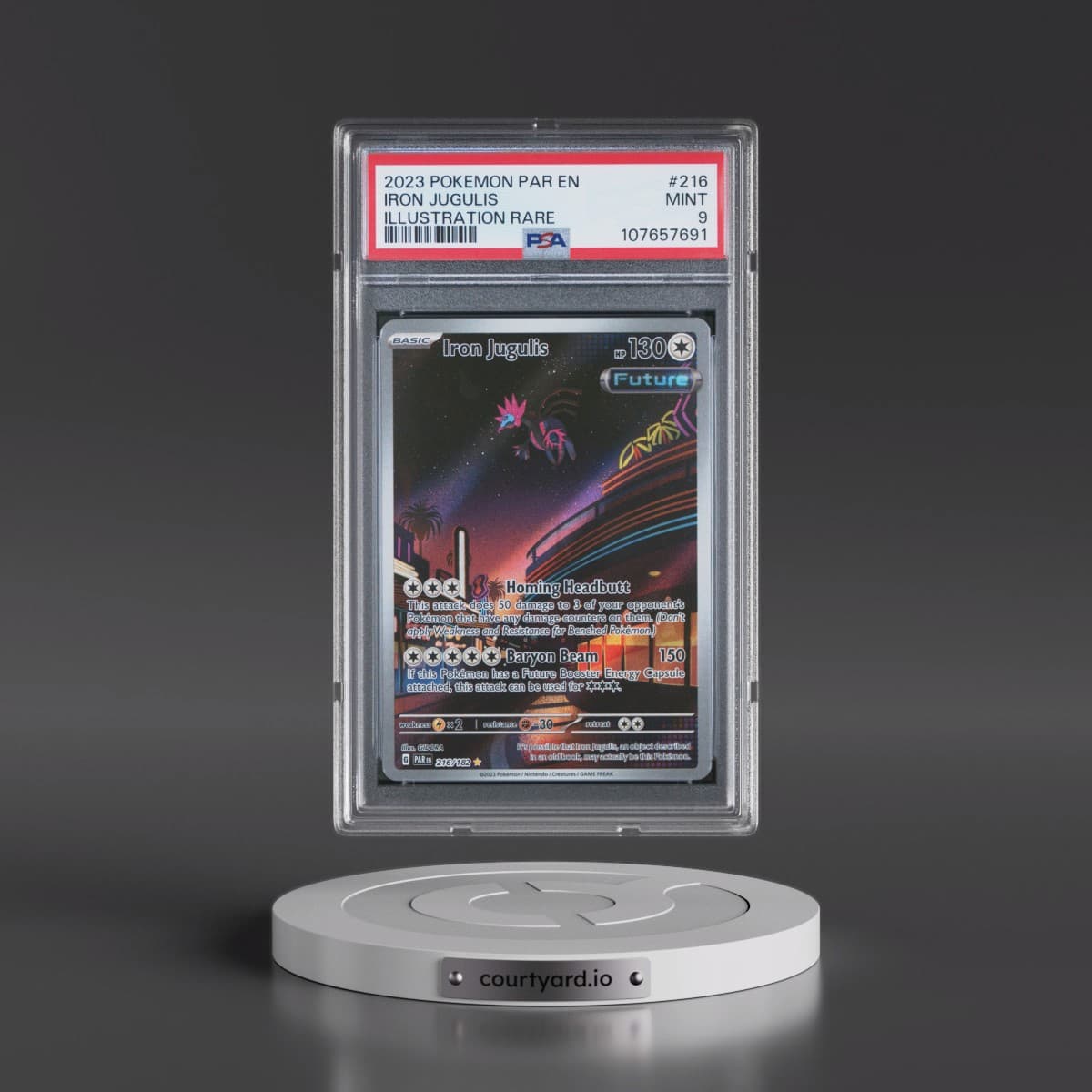 2023 Pokémon Par EN-Paradox Rift #216 Iron Jugulis - Illustration Rare (PSA 9 MINT)