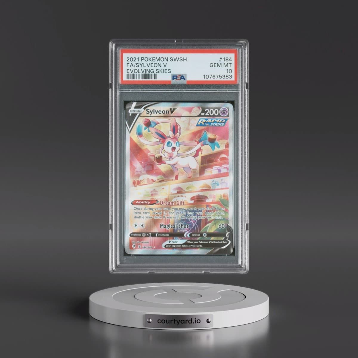 2021 Pokémon Sword & Shield Evolving Skies #184 Sylveon V - Holo Full Art (PSA 10 GEM MINT)