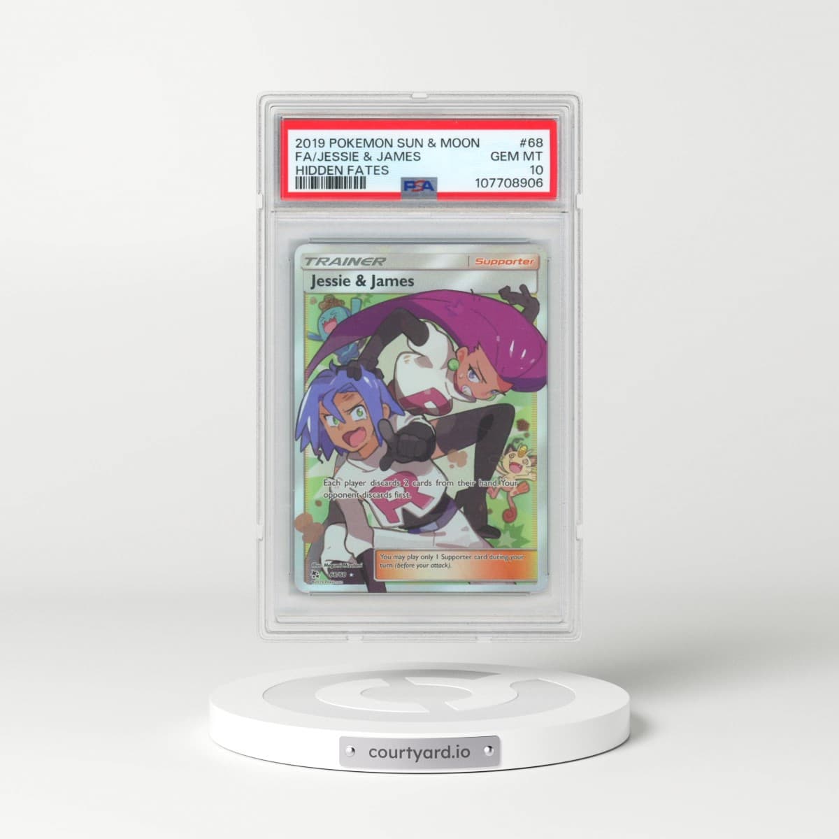 2019 Pokémon Sun & Moon Hidden Fates #68 Jessie & James - Full Art (PSA 10 GEM MINT)