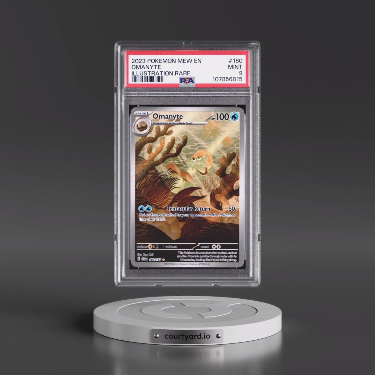 2023 Pokémon Mew EN-151 #180 Omanyte - Illustration Rare (PSA 9 MINT)