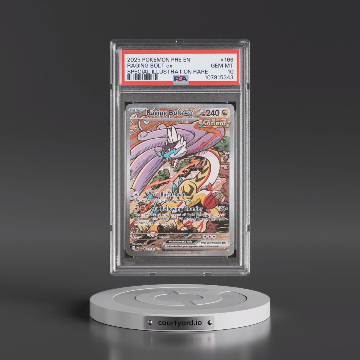 2025 Pokémon Pre EN-Prismatic Evolutions #166 Raging Bolt EX - Holo Special Illustration Rare (PSA 10 GEM MINT)