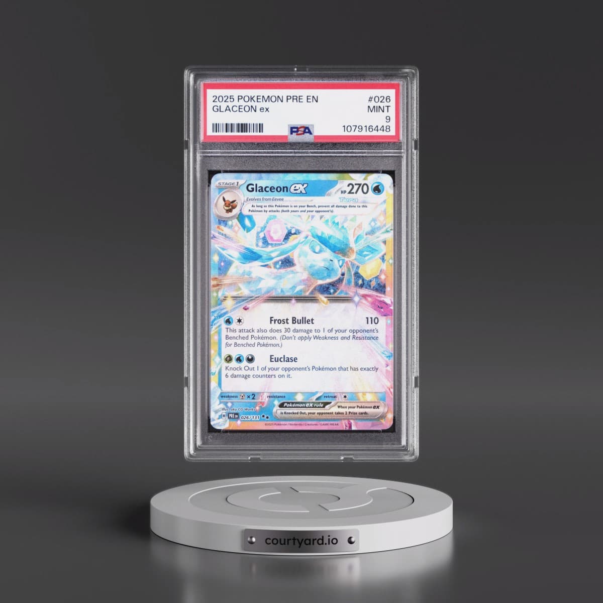 2025 Pokémon Pre EN-Prismatic Evolutions #026 Glaceon EX - Holo (PSA 9 MINT)