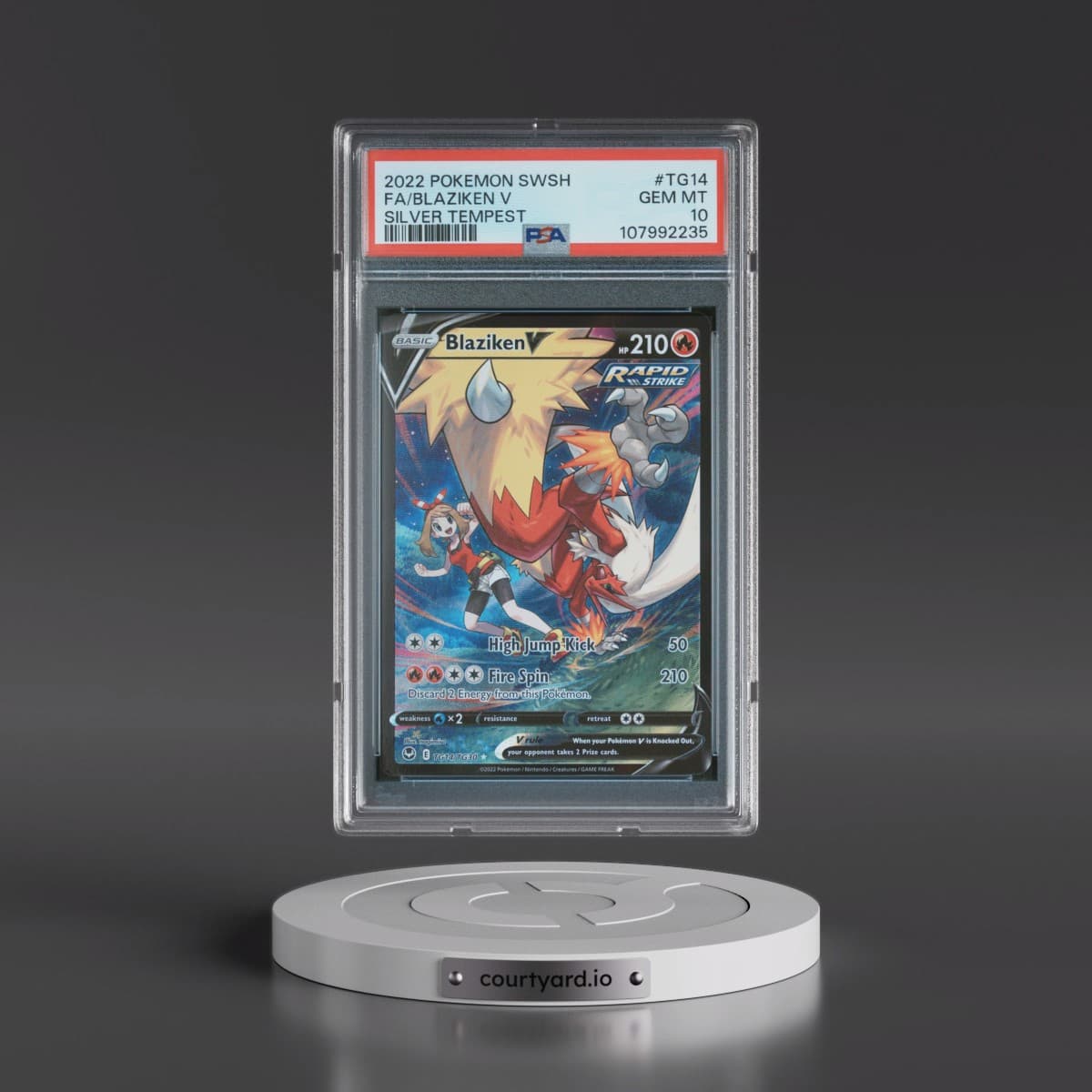 2022 Pokémon Sword & Shield Silver Tempest #TG14 Blaziken V - Holo Full Art (PSA 10 GEM MINT)
