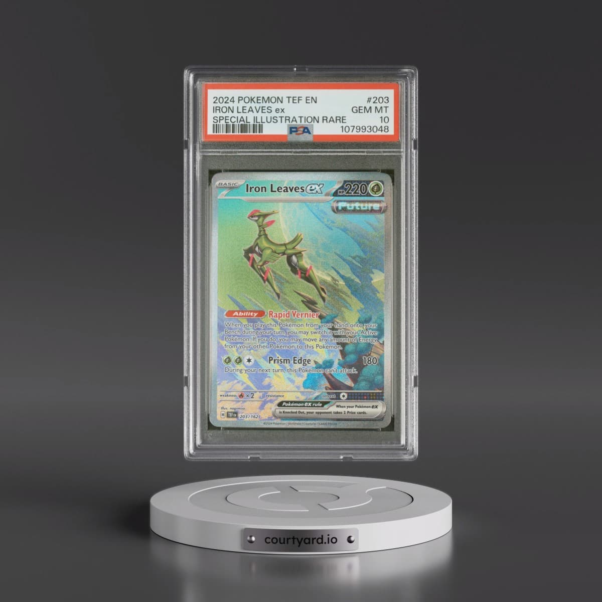 2024 Pokémon Tef EN-Temporal Forces #203 Iron Leaves EX - Holo Special Illustration Rare (PSA 10 GEM MINT)