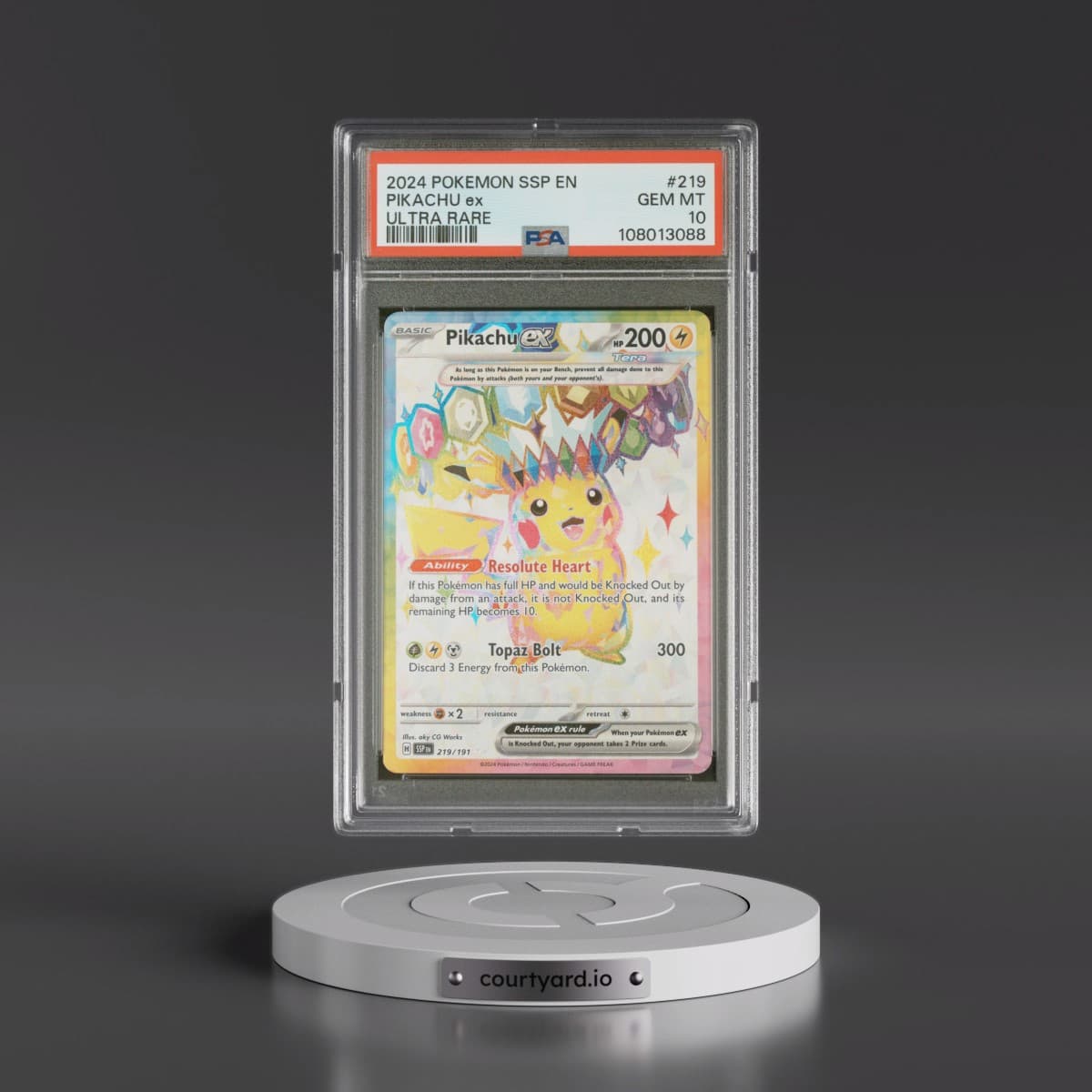 2024 Pokémon Ssp EN-Surging Sparks #219 Pikachu EX - Holo Ultra Rare (PSA 10 GEM MINT)