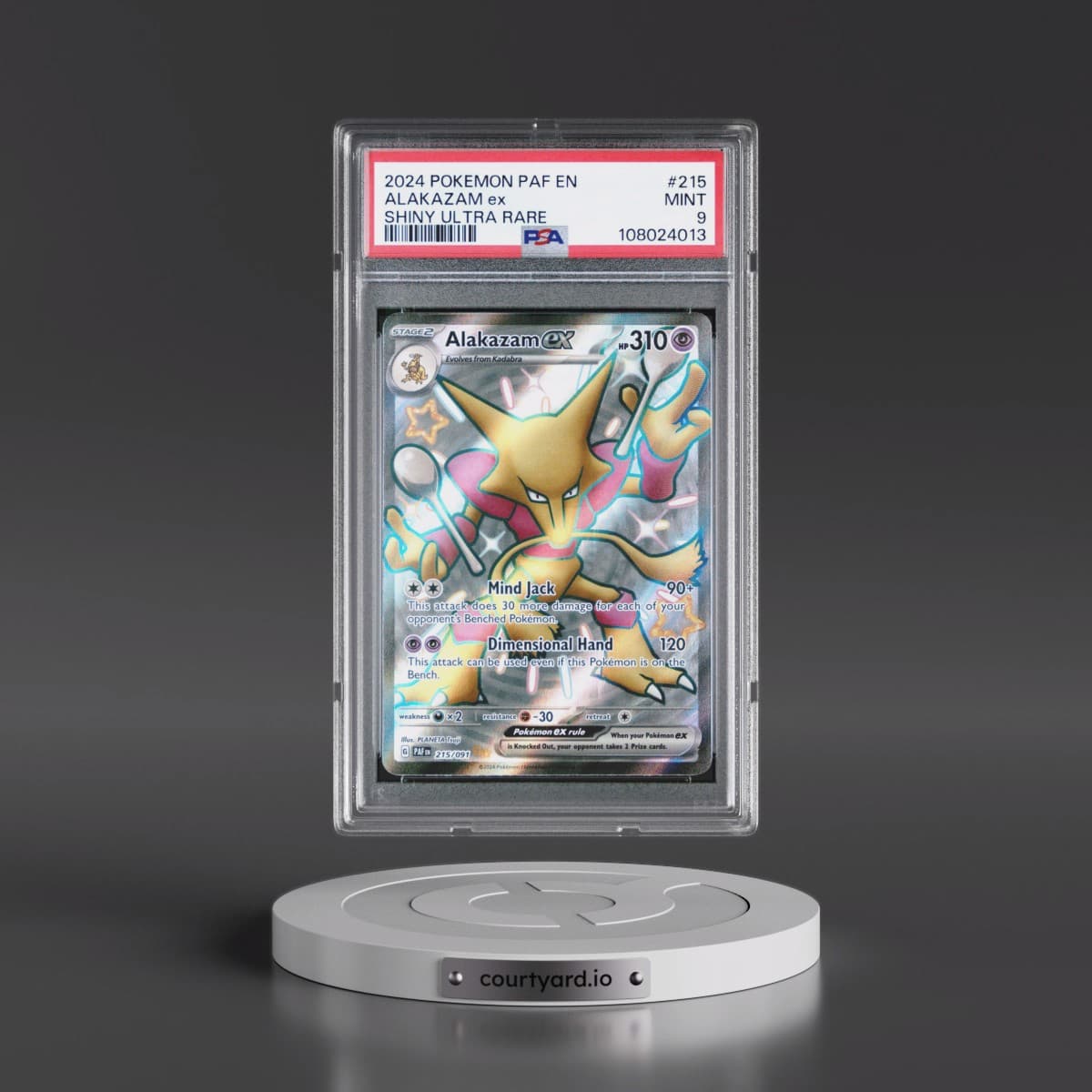 2024 Pokémon Paf EN-Paldean Fates #215 Alakazam EX - Holo Shiny Ultra Rare (PSA 9 MINT)