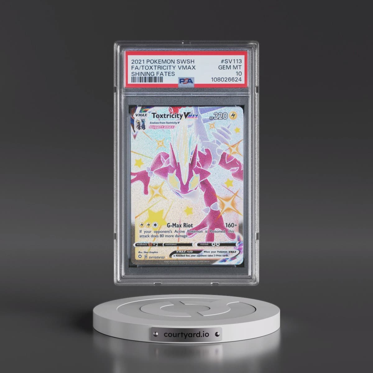 2021 Pokémon Sword & Shield Shining Fates #SV113 Toxtricity Vmax - Full Art (PSA 10 GEM MINT)
