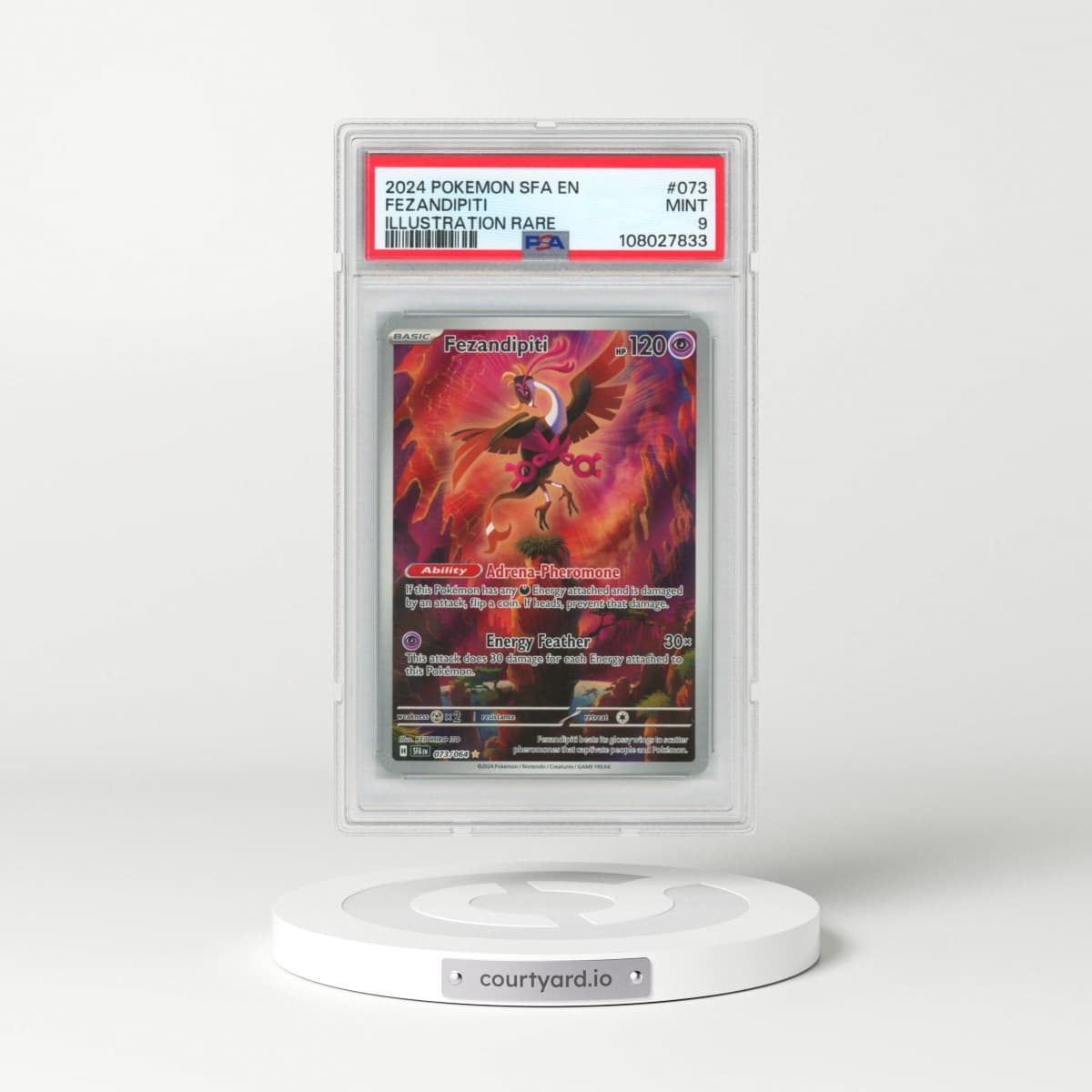 2024 Pokémon Sfa EN-Shrouded Fable #073 Fezandipiti - Illustration Rare (PSA 9 MINT)