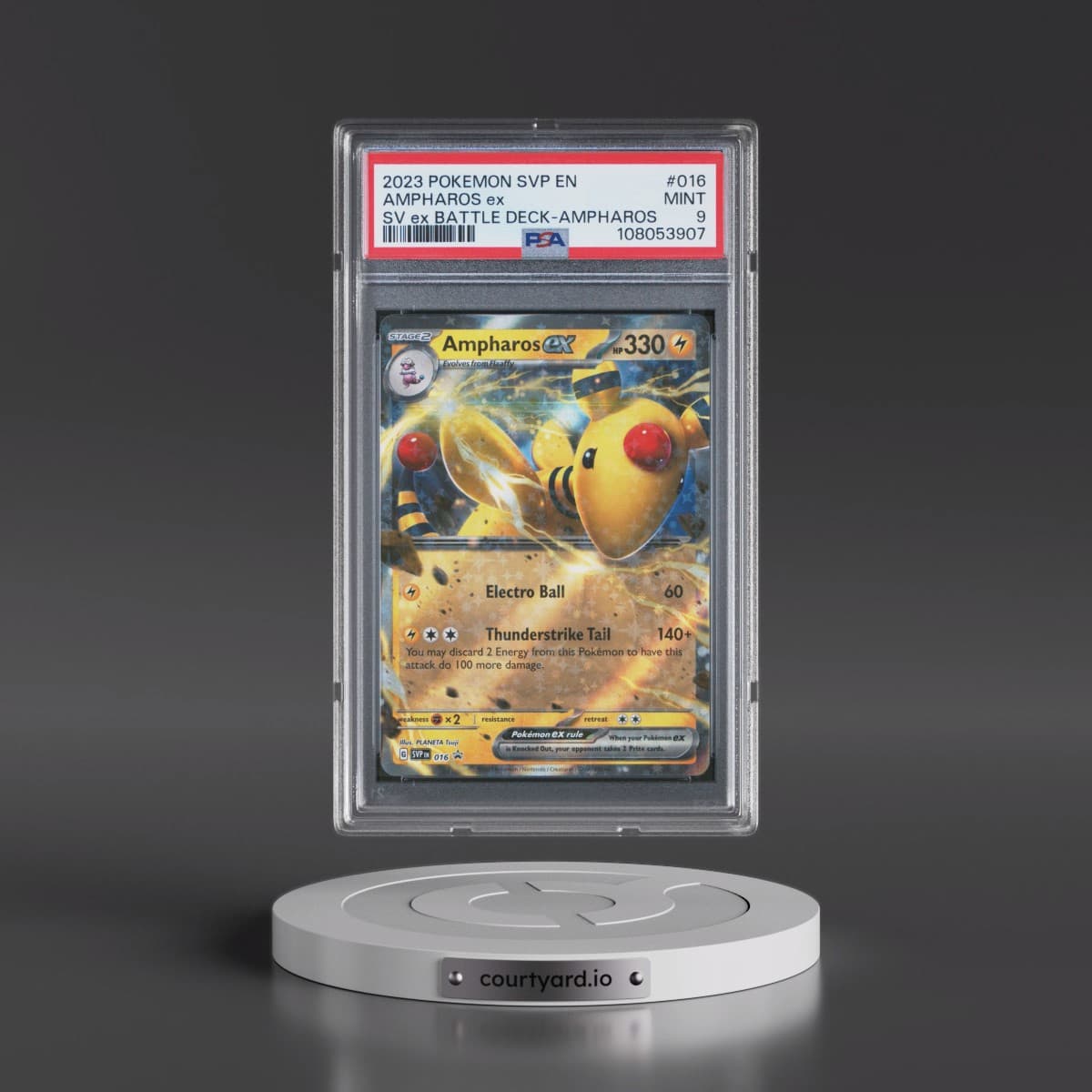 2023 Pokémon Svp EN-SV Black Star Promo #016 Ampharos EX - Holo Scarlet & Violet EX Battle Deck-Ampharos (PSA 9 MINT)