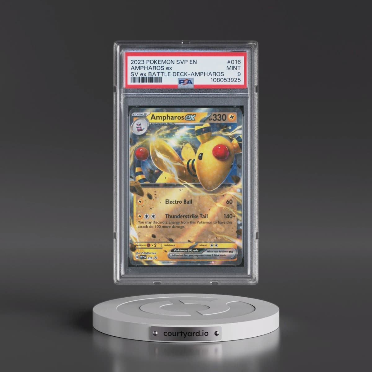 2023 Pokémon Svp EN-SV Black Star Promo #016 Ampharos EX - Holo Scarlet & Violet EX Battle Deck-Ampharos (PSA 9 MINT)