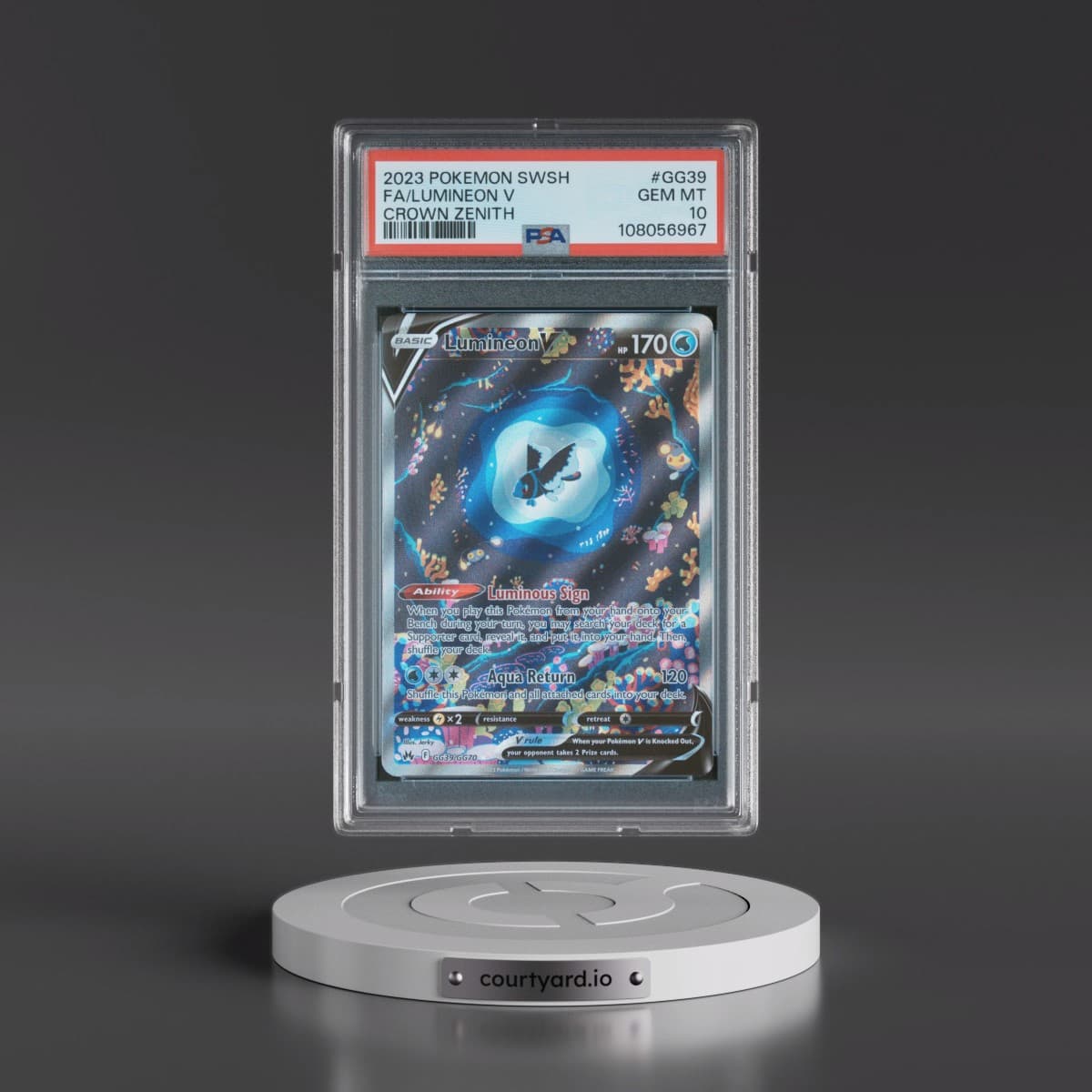 2023 Pokémon Sword and Shield Crown Zenith #GG39 Lumineon V - Holo Full Art (PSA 10 GEM MINT)