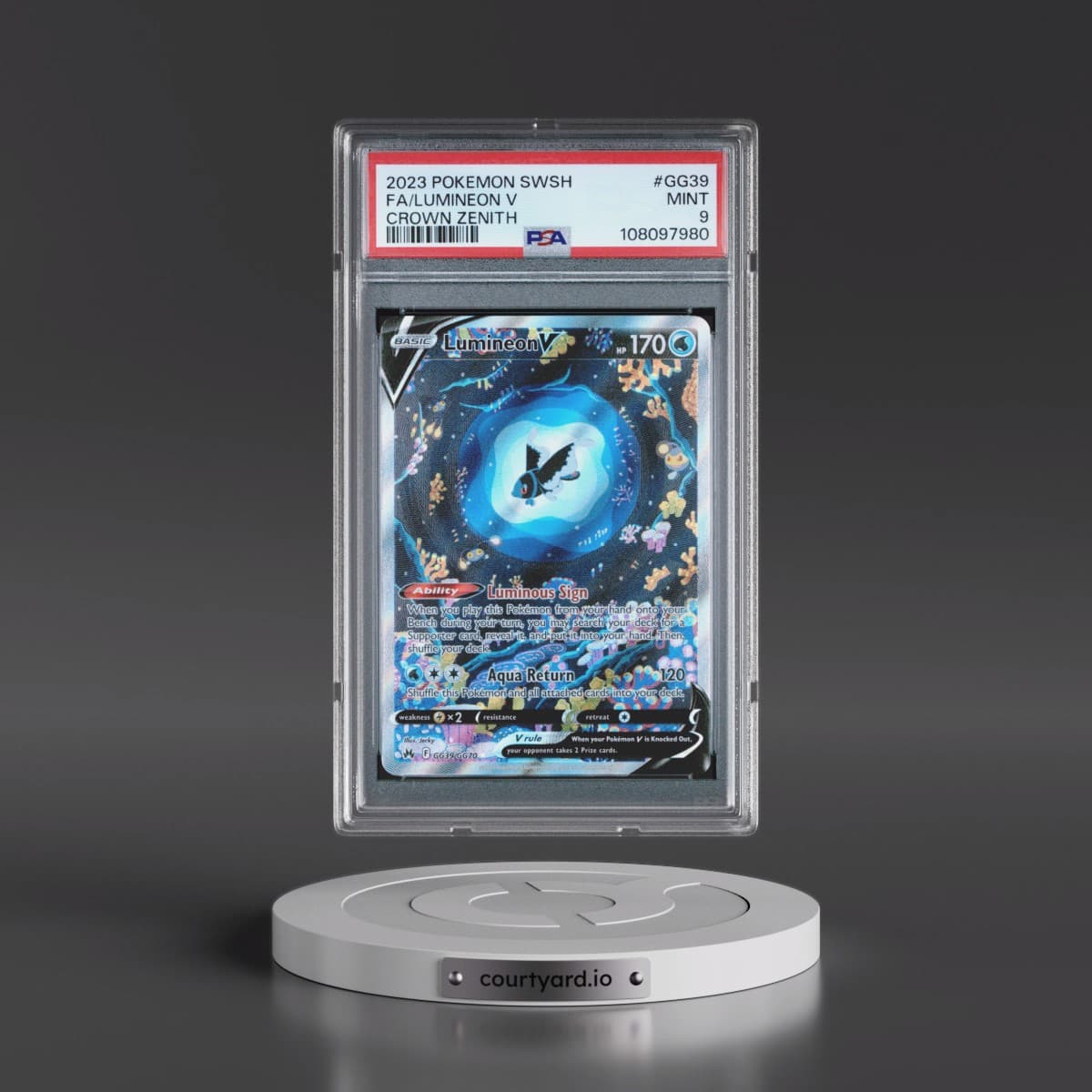 2023 Pokémon Sword and Shield Crown Zenith #GG39 Lumineon V - Holo Full Art (PSA 9 MINT)