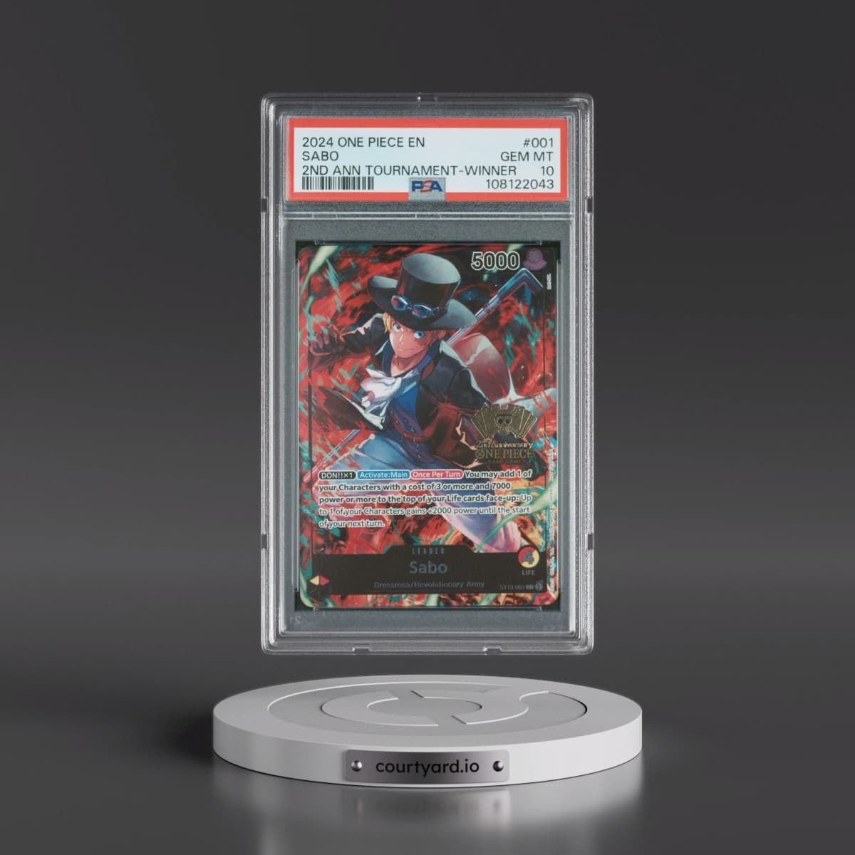 2024 One Piece Promos #001 Sabo - 2nd Anniversary Tournament-Winner (PSA 10 GEM MINT)