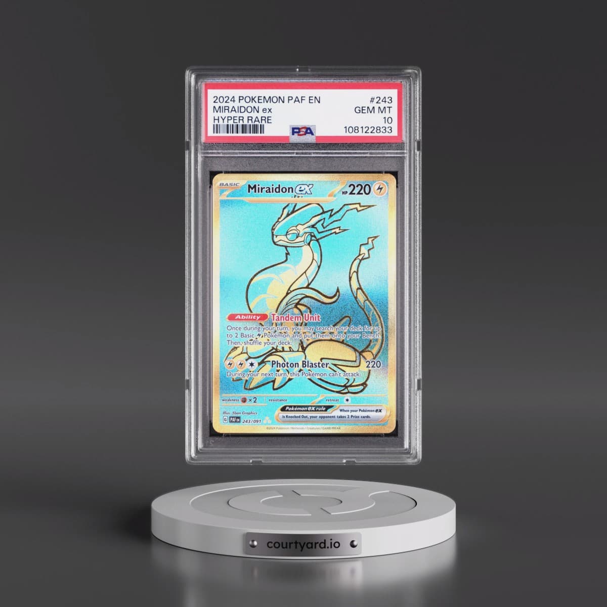 2024 Pokémon Paf EN-Paldean Fates #243 Miraidon EX - Holo Hyper Rare (PSA 10 GEM MINT)