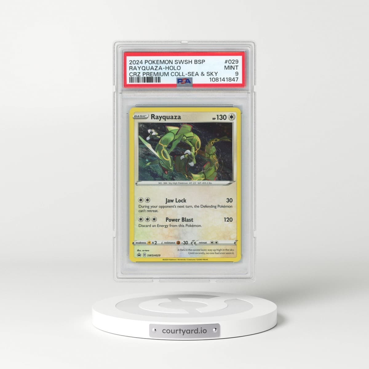 2024 Pokémon Swsh Black Star Promo #029 Rayquaza - Holo Crown Zenith Premium Collection Sea & Sky (PSA 9 MINT)