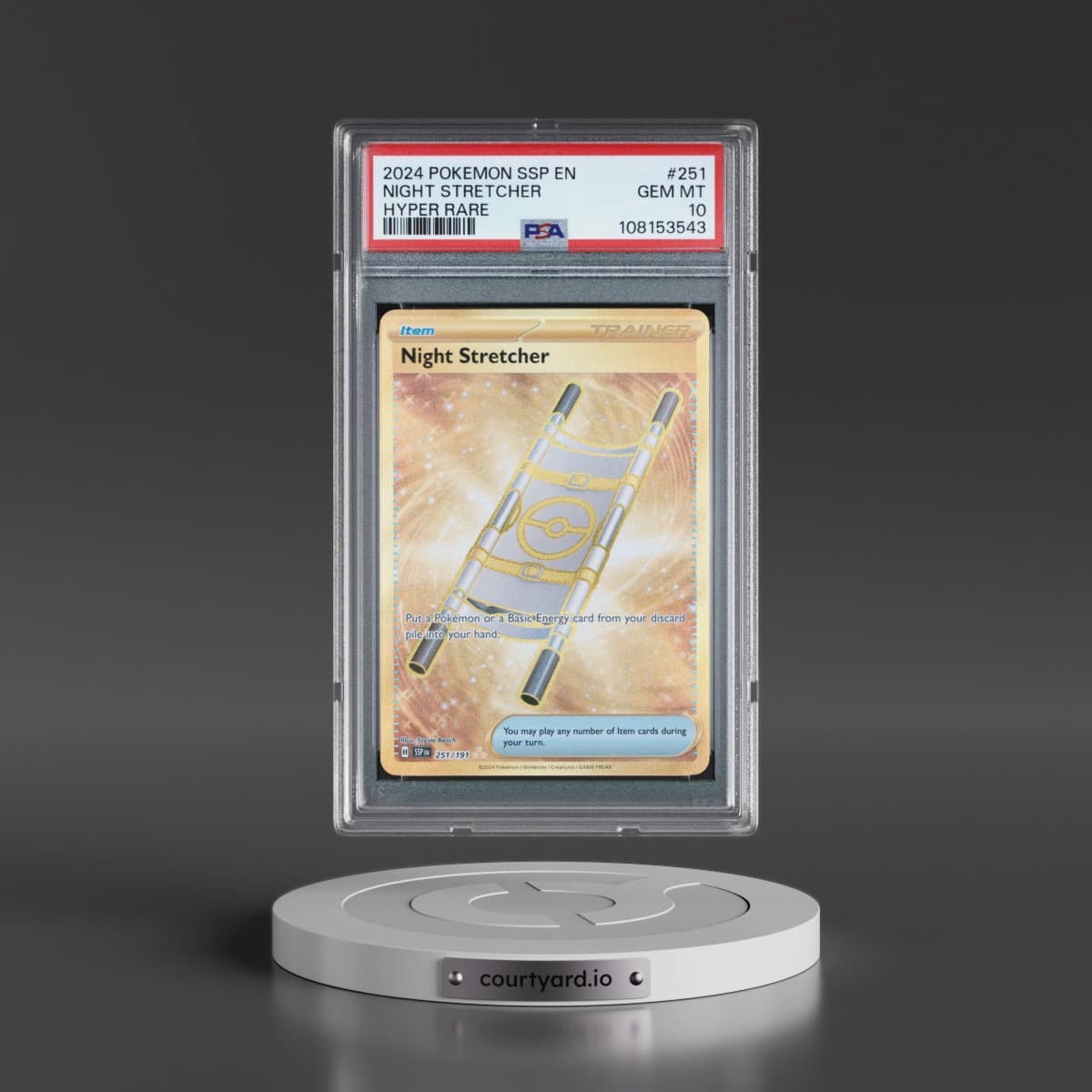 2024 Pokémon Ssp EN-Surging Sparks #251 Night Stretcher - Hyper Rare (PSA 10 GEM MINT)