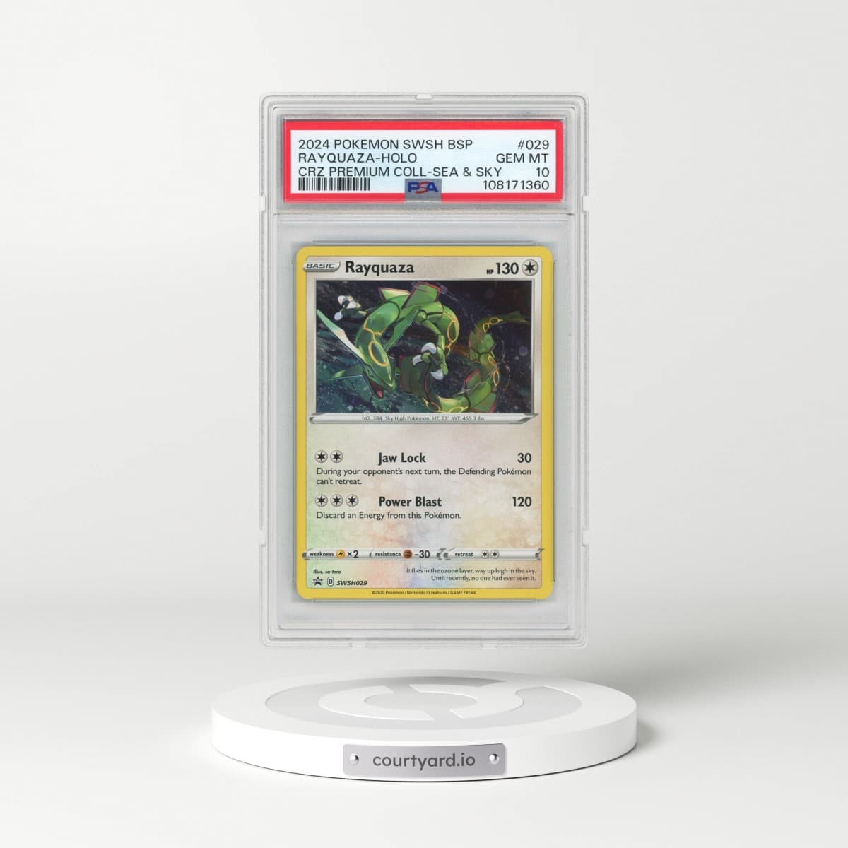 2024 Pokémon Swsh Black Star Promo #029 Rayquaza - Holo Crown Zenith Premium Collection Sea & Sky (PSA 10 GEM MINT)