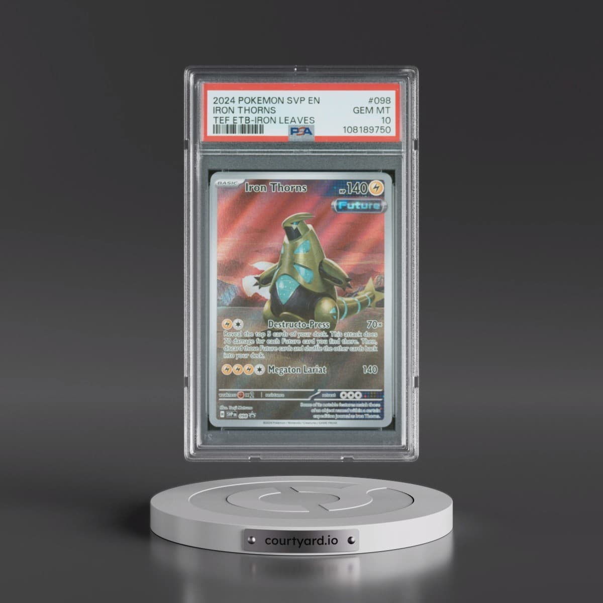 2024 Pokémon Svp EN-SV Black Star Promo #098 Iron Thorns - Temporal Forces Elite Trainer Box-Iron Leaves (PSA 10 GEM MINT)