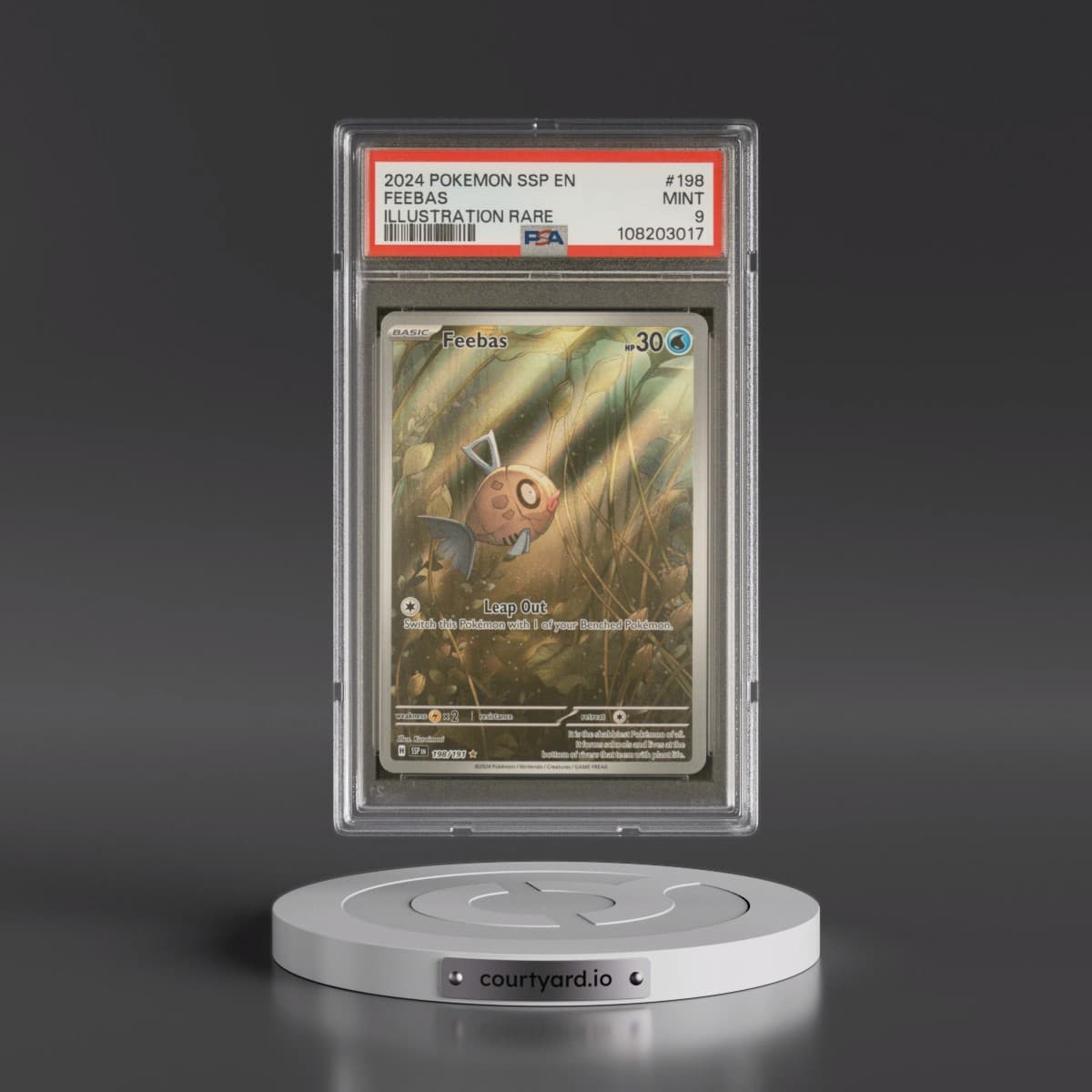 2024 Pokémon Ssp EN-Surging Sparks #198 Feebas - Illustration Rare (PSA 9 MINT)
