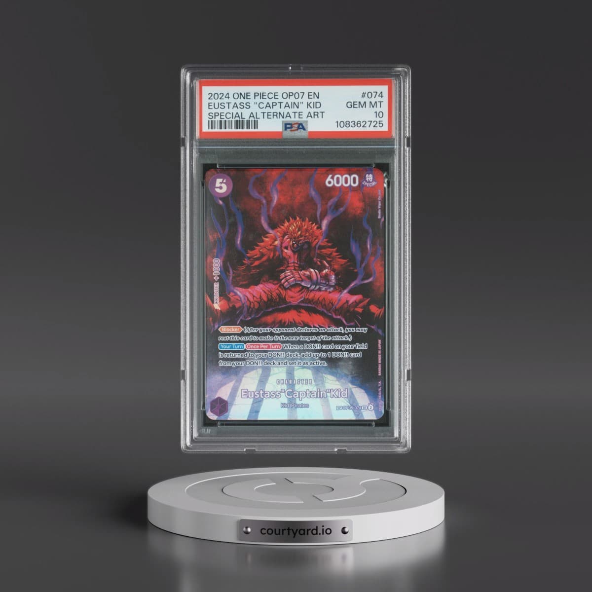 2024 One Piece OP07-500 Years in the Future #074 Eustass "Captain" Kid - Special Alternate Art (PSA 10 GEM MINT)