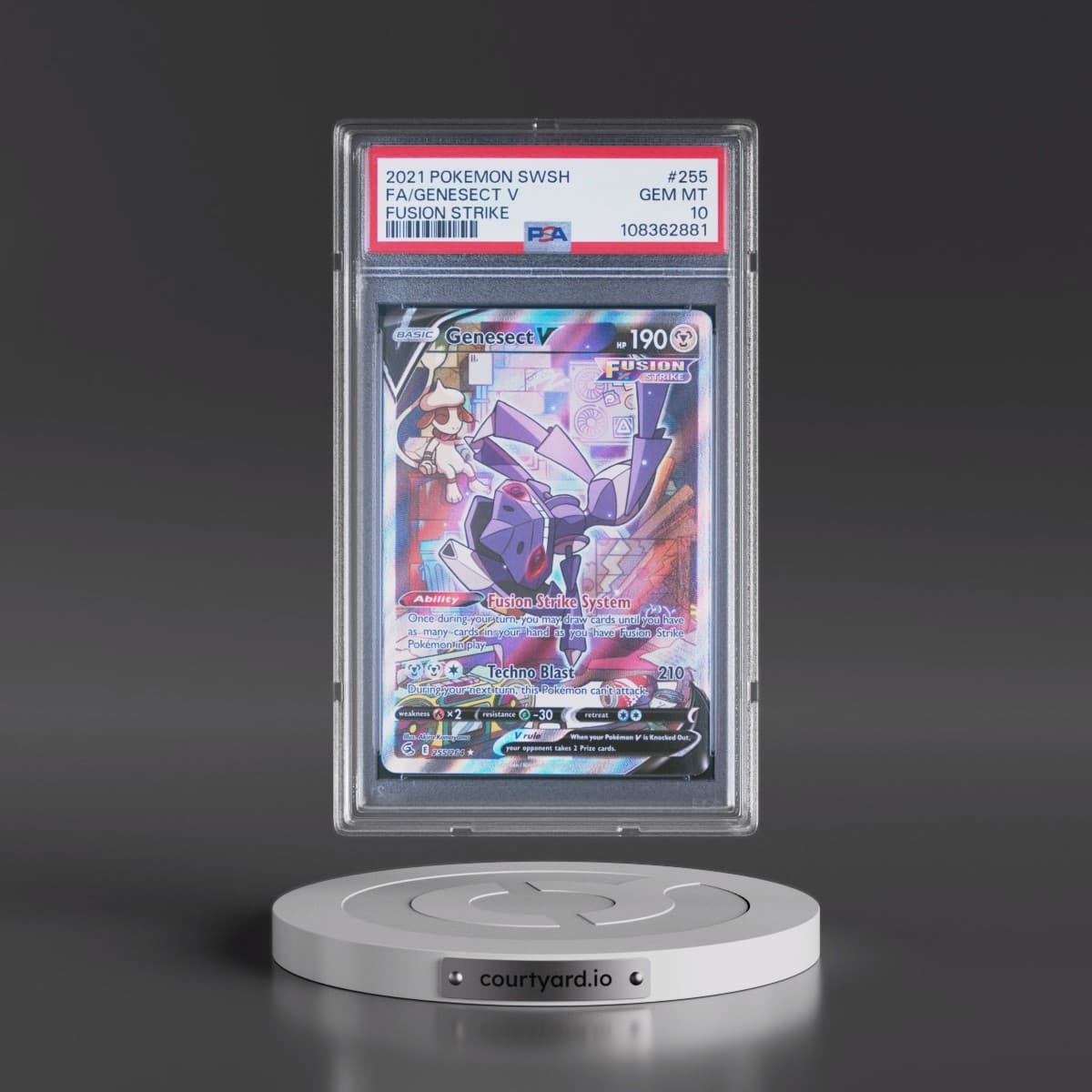 2021 Pokémon Sword & Shield Fusion Strike #255 Genesect V - Holo Full Art (PSA 10 GEM MINT)