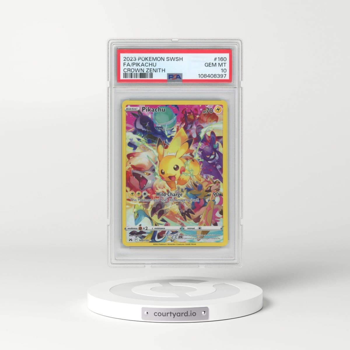2023 Pokémon Sword and Shield Crown Zenith #160 Pikachu - Full Art (PSA 10 GEM MINT)