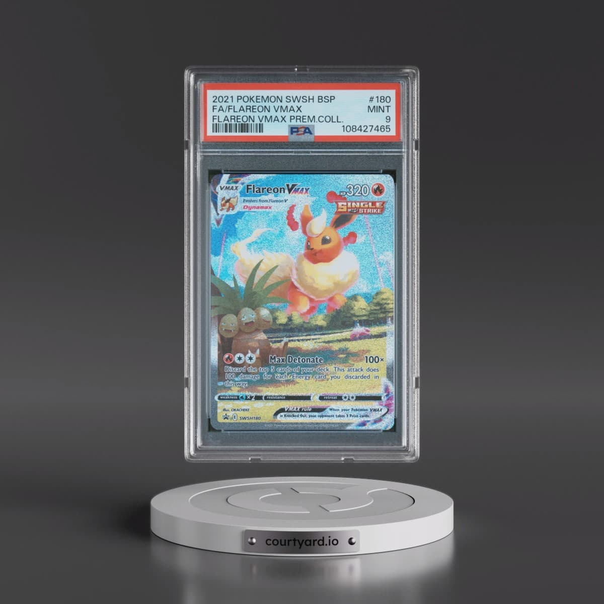 2021 Pokémon Swsh Black Star Promo #180 Flareon Vmax - Full Art Flareon Vmax Premium Collection (PSA 9 MINT)
