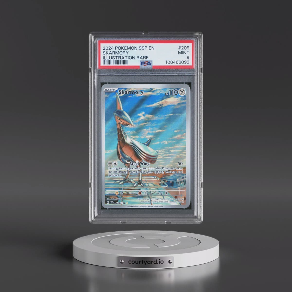 2024 Pokémon Ssp EN-Surging Sparks #209 Skarmory - Illustration Rare (PSA 9 MINT)