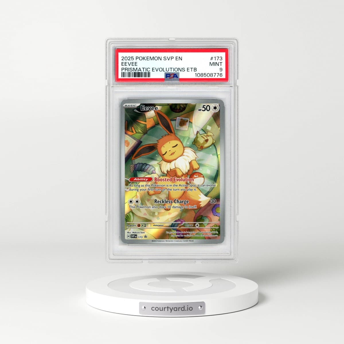 2025 Pokémon Svp EN-SV Black Star Promo #173 Eevee - Prismatic Evolutions Elite Trainer Box (PSA 9 MINT)