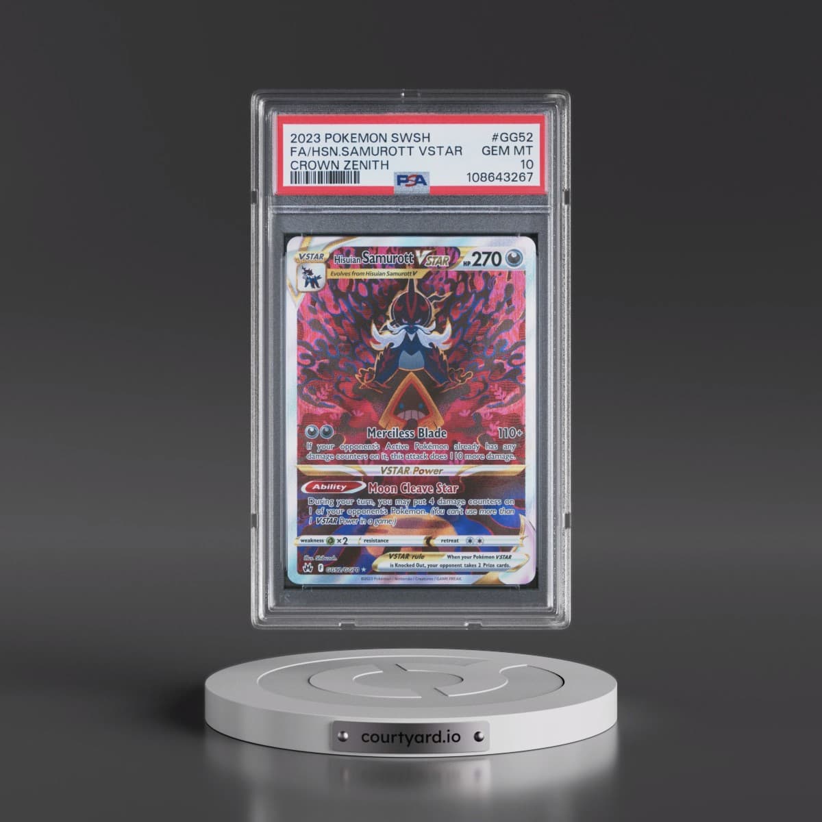 2023 Pokémon Sword and Shield Crown Zenith #GG52 Hisuian Samurott Vstar - Full Art (PSA 10 GEM MINT)