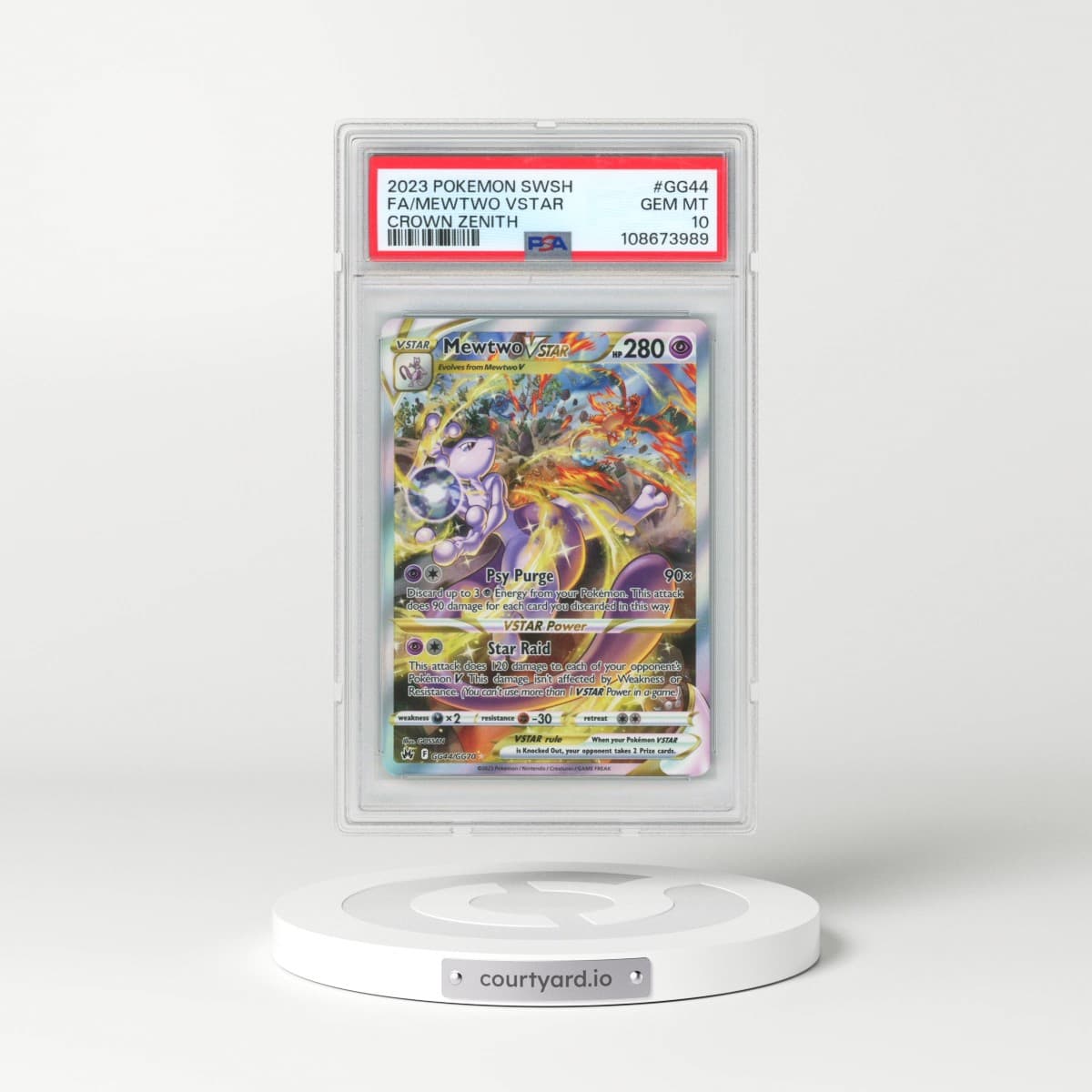 2023 Pokémon Sword and Shield Crown Zenith #GG44 Mewtwo Vstar - Full Art (PSA 10 GEM MINT)