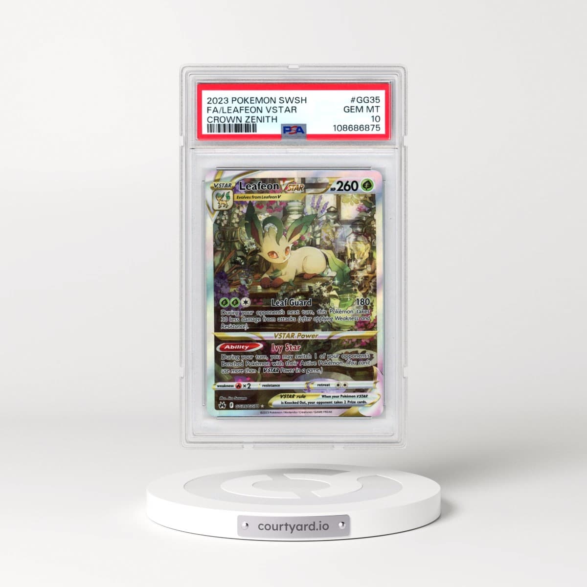 2023 Pokémon Sword and Shield Crown Zenith #GG35 Leafeon Vstar - Full Art (PSA 10 GEM MINT)