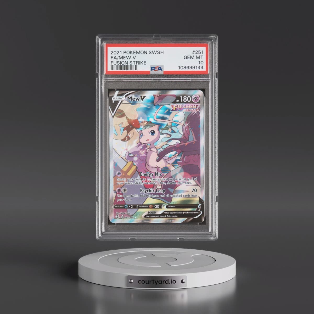 2021 Pokémon Sword & Shield Fusion Strike #251 Mew V - Holo Full Art (PSA 10 GEM MINT)