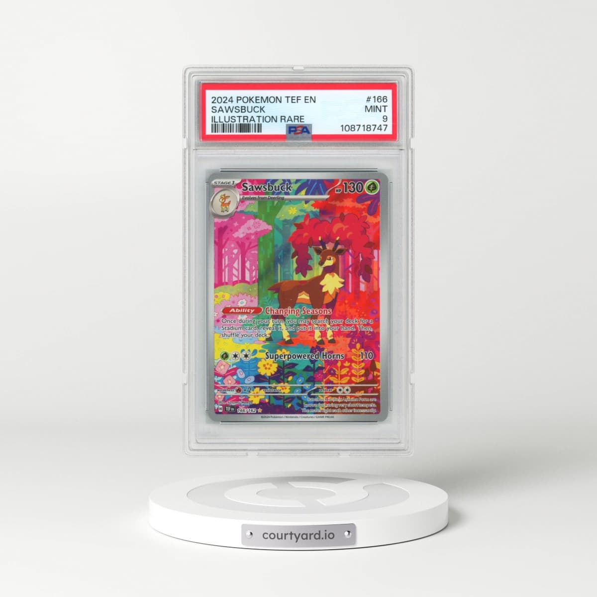 2024 Pokémon Tef EN-Temporal Forces #166 Sawsbuck - Illustration Rare (PSA 9 MINT)