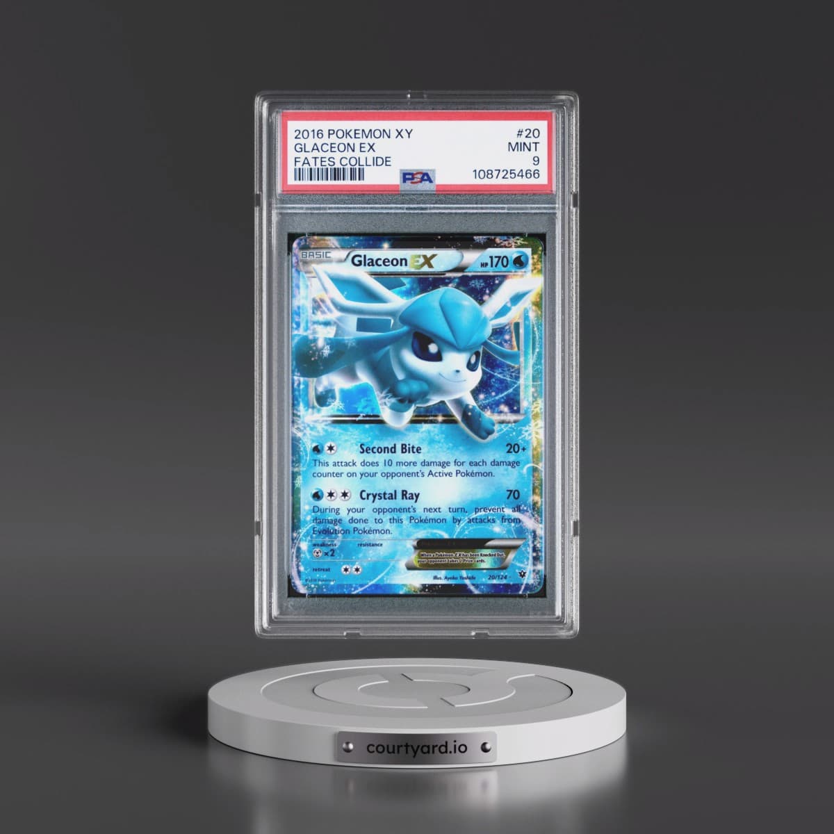 2016 Pokémon XY Fates Collide #20 Glaceon EX - Holo (PSA 9 MINT)