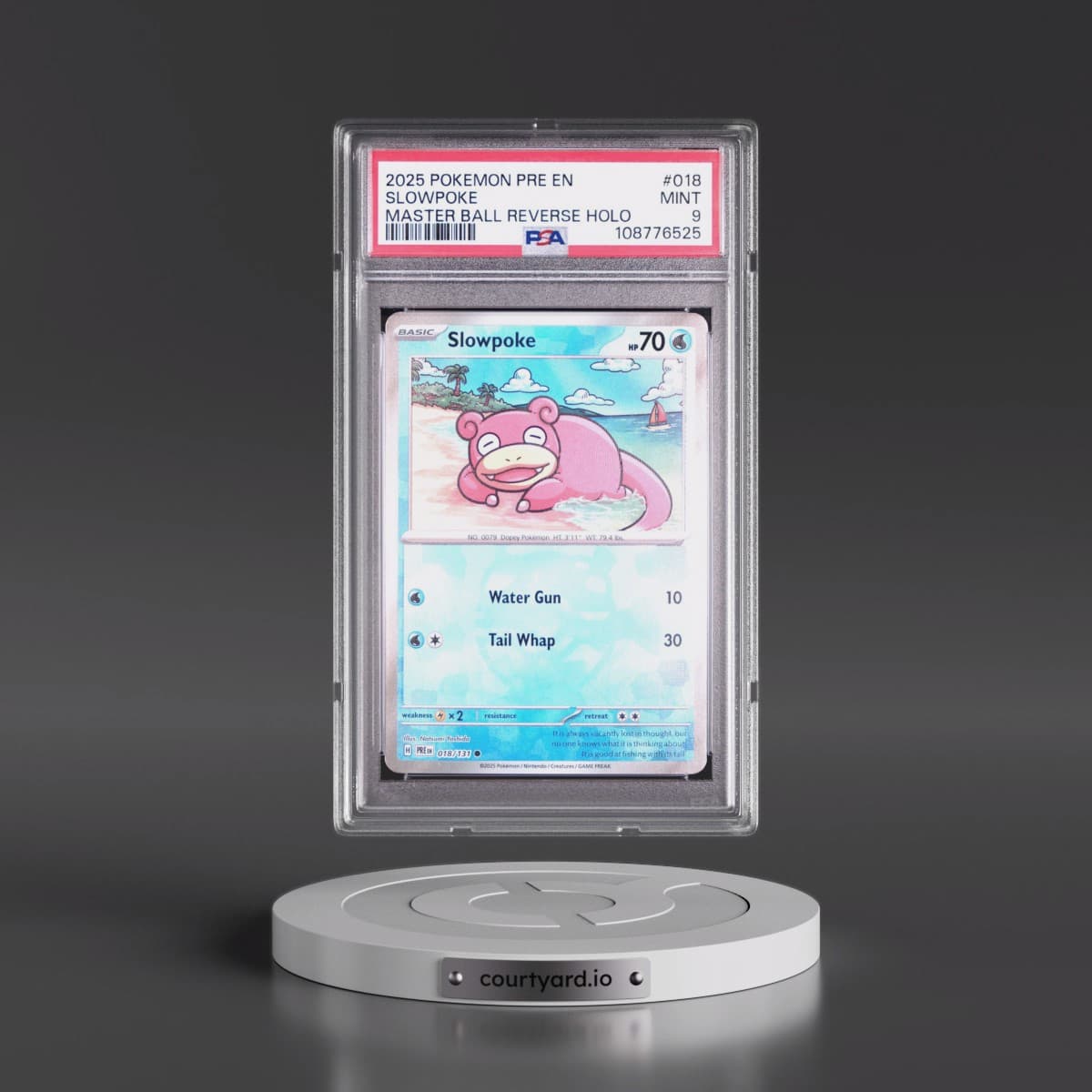 2025 Pokémon Pre EN-Prismatic Evolutions #018 Slowpoke - Reverse Holo Master Ball (PSA 9 MINT)