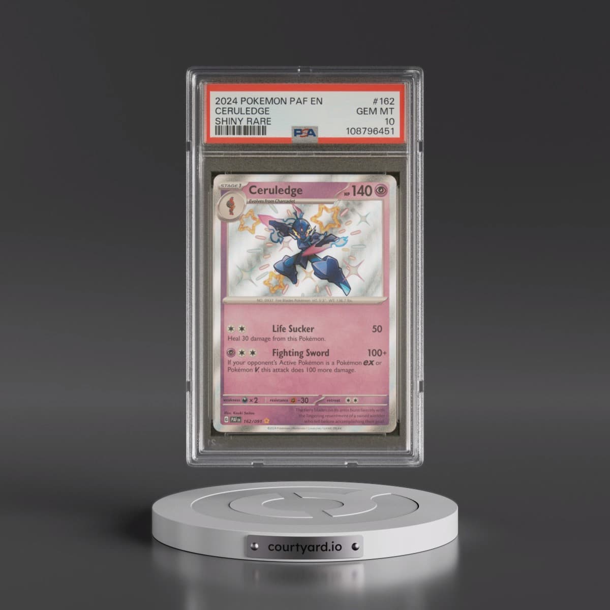 2024 Pokémon Paf EN-Paldean Fates #162 Ceruledge - Shiny Rare (PSA 10 GEM MINT)