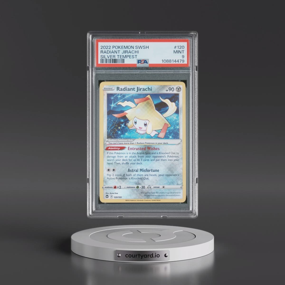 2022 Pokémon Sword & Shield Silver Tempest #120 Radiant Jirachi - Holo (PSA 9 MINT)