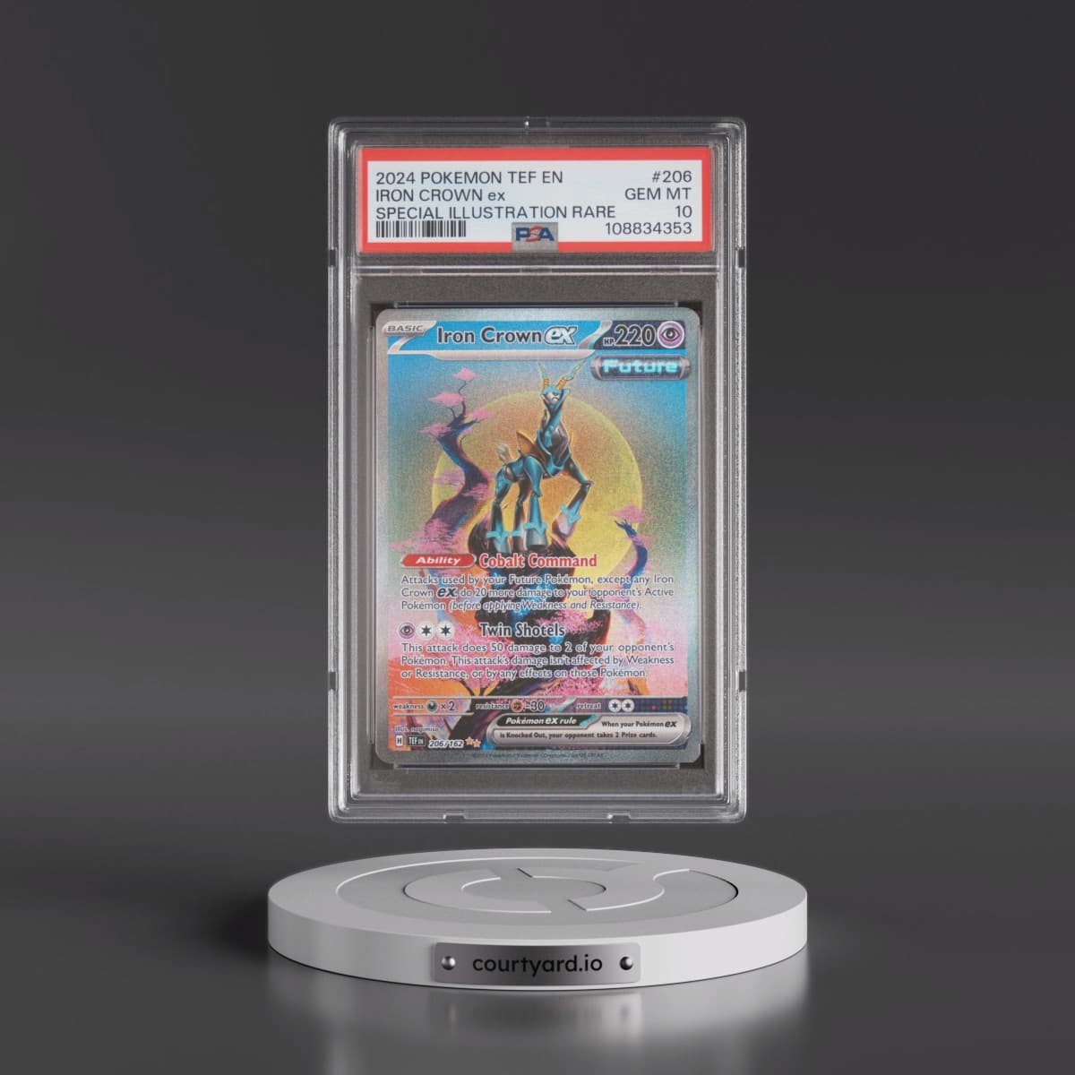 2024 Pokémon Tef EN-Temporal Forces #206 Iron Crown EX - Holo Special Illustration Rare (PSA 10 GEM MINT)