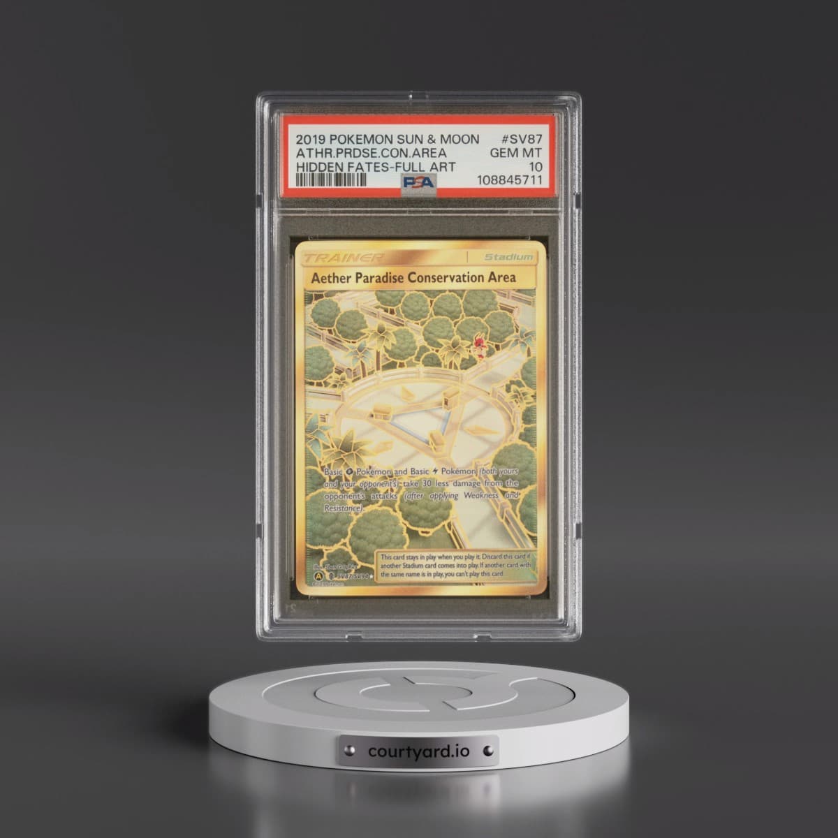 2019 Pokémon Sun & Moon Hidden Fates #SV87 Aether Paradise Conservation Area - Full Art (PSA 10 GEM MINT)