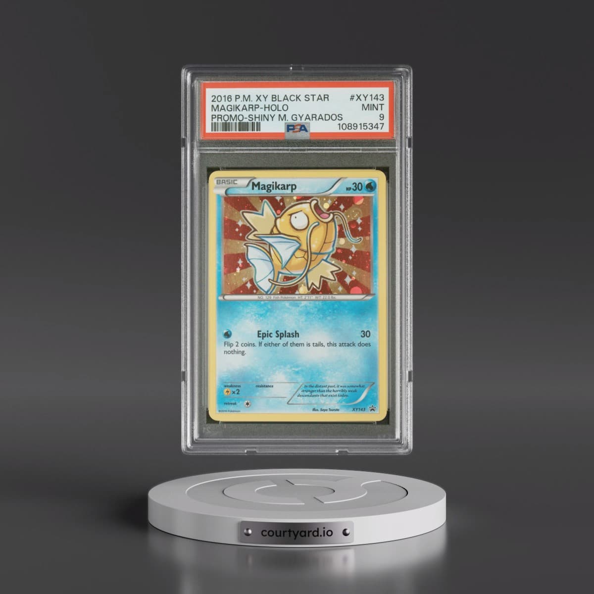2016 Pokémon XY Black Star Promo #XY143 Magikarp - Holo Shiny Mega Gyarados (PSA 9 MINT)