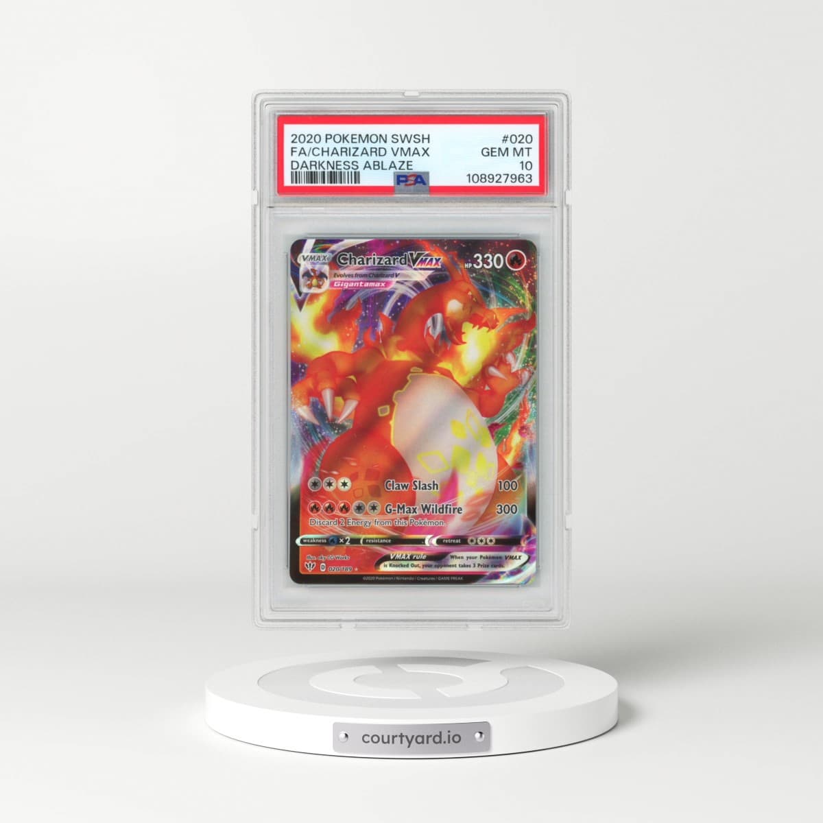 2020 Pokémon Sword & Shield Darkness Ablaze #020 Charizard Vmax - Full Art (PSA 10 GEM MINT)