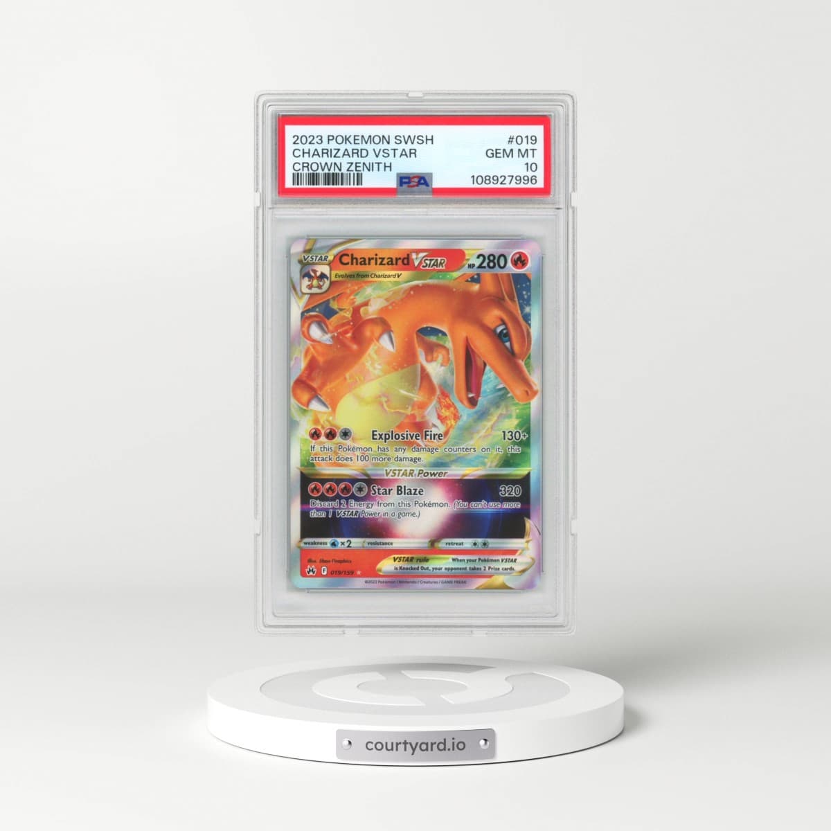 2023 Pokémon Sword and Shield Crown Zenith #019 Charizard Vstar (PSA 10 GEM MINT)